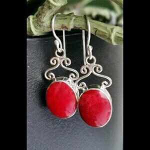 NWT Sterling Silver filigree earrings 925 red Sponge Coral